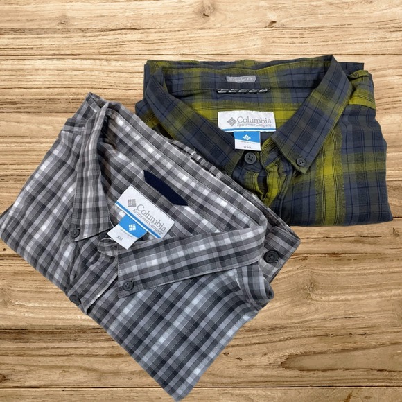 Columbia Other - Lot of 2 Columbia Mens XXL Plaid Button Down Shirts Grey Green Regular Fit